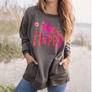 NATURAL LIFE Comfy Pocket Sweatshirt Be Happy Size Small